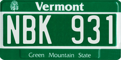 VT license plate NBK931