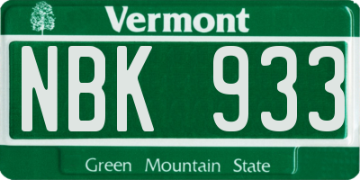 VT license plate NBK933