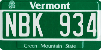 VT license plate NBK934