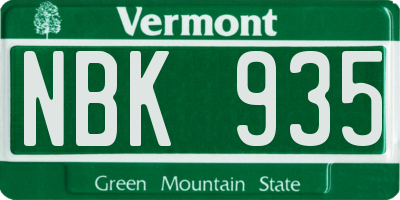 VT license plate NBK935