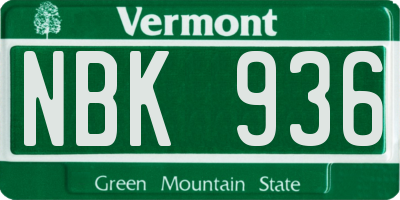 VT license plate NBK936
