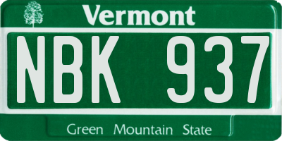 VT license plate NBK937