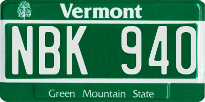 VT license plate NBK940