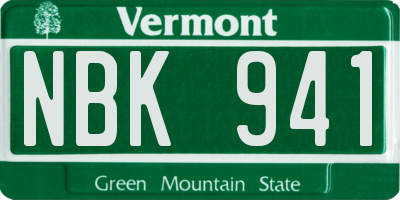 VT license plate NBK941