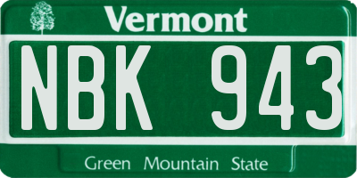 VT license plate NBK943