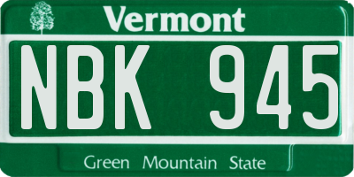 VT license plate NBK945