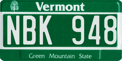 VT license plate NBK948