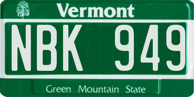 VT license plate NBK949