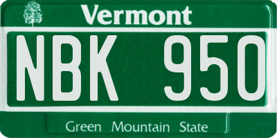 VT license plate NBK950