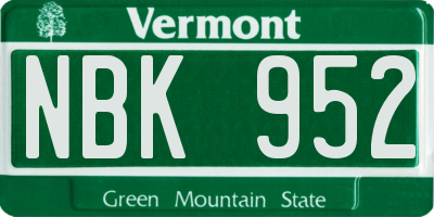 VT license plate NBK952