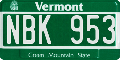 VT license plate NBK953