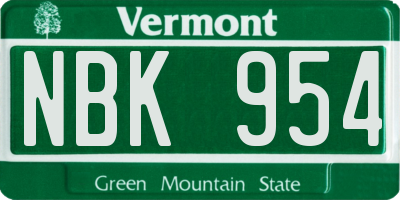 VT license plate NBK954
