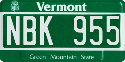 VT license plate NBK955