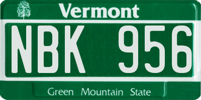 VT license plate NBK956