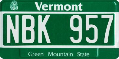 VT license plate NBK957