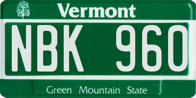VT license plate NBK960
