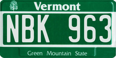 VT license plate NBK963