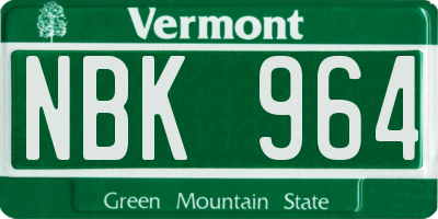 VT license plate NBK964