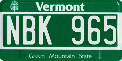 VT license plate NBK965