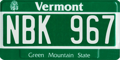 VT license plate NBK967