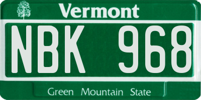 VT license plate NBK968