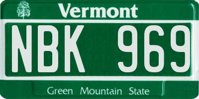 VT license plate NBK969