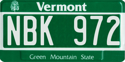 VT license plate NBK972