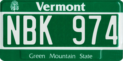 VT license plate NBK974
