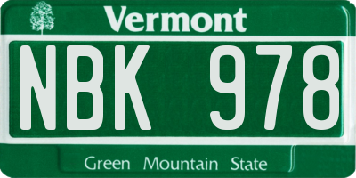 VT license plate NBK978