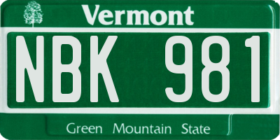VT license plate NBK981