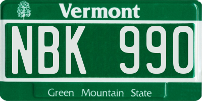 VT license plate NBK990