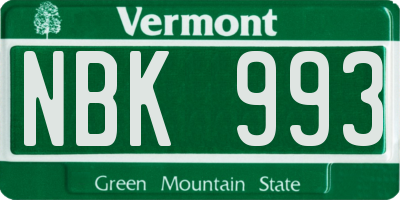 VT license plate NBK993