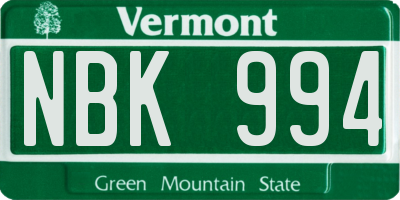 VT license plate NBK994