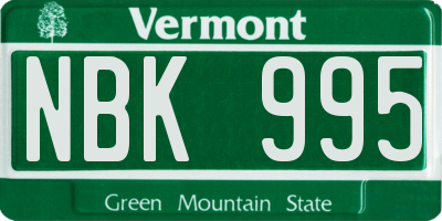 VT license plate NBK995