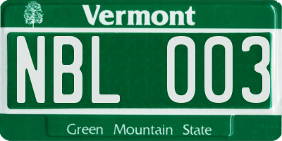 VT license plate NBL003