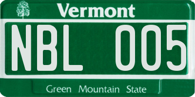 VT license plate NBL005