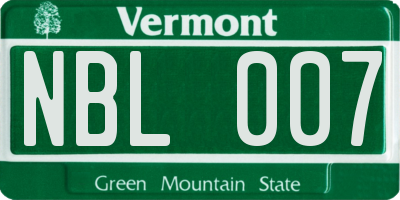 VT license plate NBL007