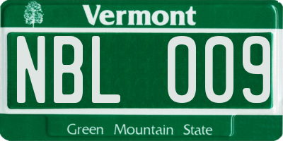 VT license plate NBL009