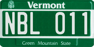 VT license plate NBL011