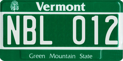 VT license plate NBL012
