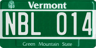VT license plate NBL014