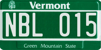 VT license plate NBL015