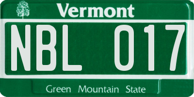 VT license plate NBL017