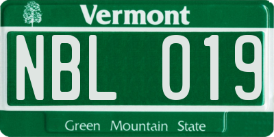 VT license plate NBL019