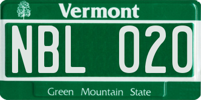 VT license plate NBL020