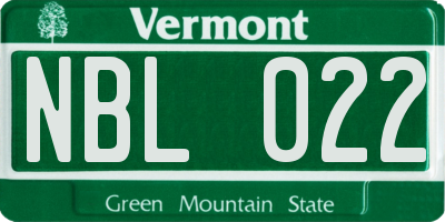 VT license plate NBL022
