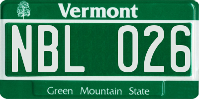 VT license plate NBL026