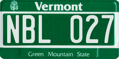 VT license plate NBL027