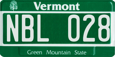 VT license plate NBL028