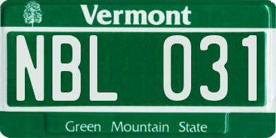 VT license plate NBL031